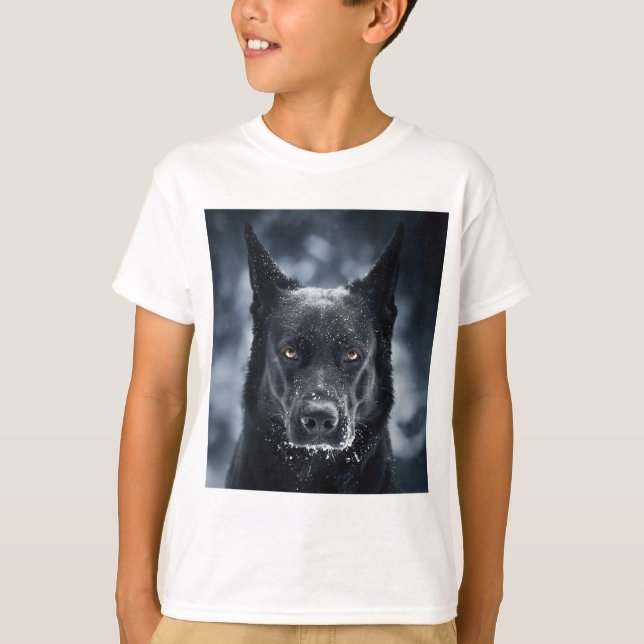Svart tysk schäferhund t shirt (Framsida)