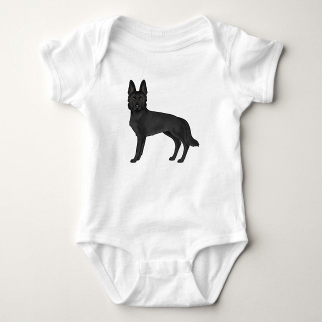Svart tysk shepherd serieteckning GSD hundillustra T Shirt (Framsida)