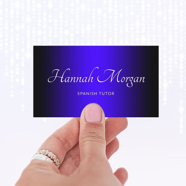 Svart Ultramarin Blå Elegant Ombre Visitkort (Create your own gradient business cards.)