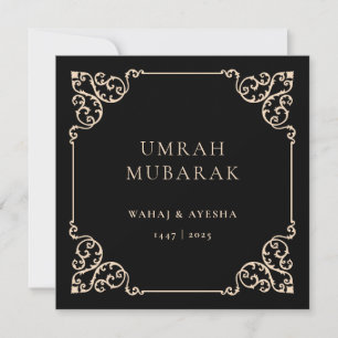 Svart Umrah Mubarak Vintage Ram Greeting Card Julkort