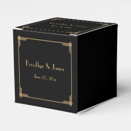 Svart Underbara Gatsby Art Deco Wedding Favor Boxe Presentaskar