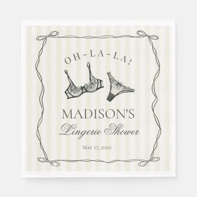 Svart underklänning dusch möhippa bordssmyckning pappersservett (Framsidan)