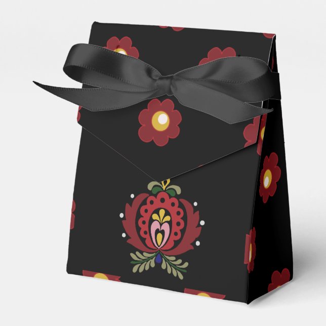 Svart ungersk folkdesign presentaskar (Framsidan Sidan)