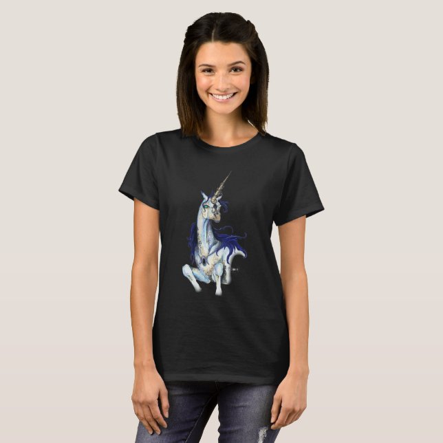 Svart unicornTShirt Tee (Hel framsida)