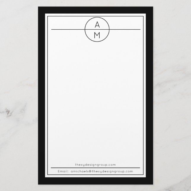 Svart unisex- Minimalist modern professionell för Brevpapper (Framsida)