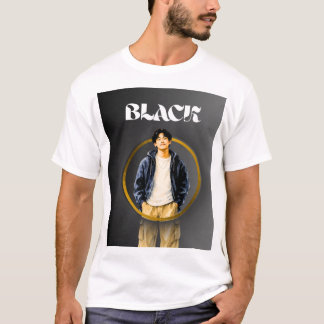 Svart urban stil herrgrafisk t-shirt