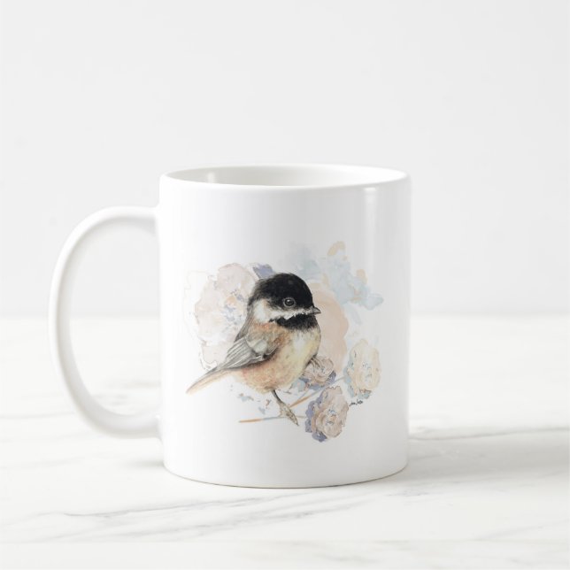 Svart utklädd Chickadee Art Kaffemugg (Vänster)