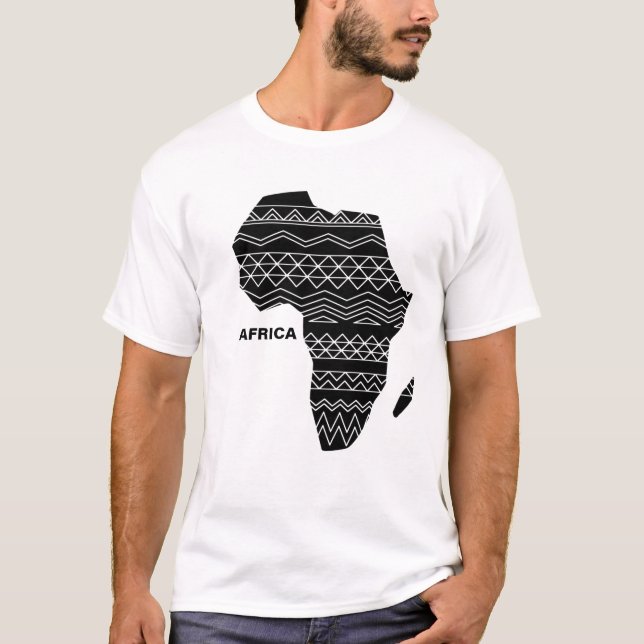 Svart utskrift av Afrika Karta T Shirt (Framsida)