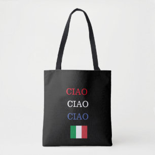 Svart utskrift av CIAO Italien Flagga Tygkasse