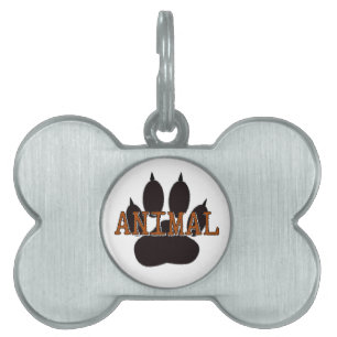 Svart utskrift av djurpaj namnbricka husdjur