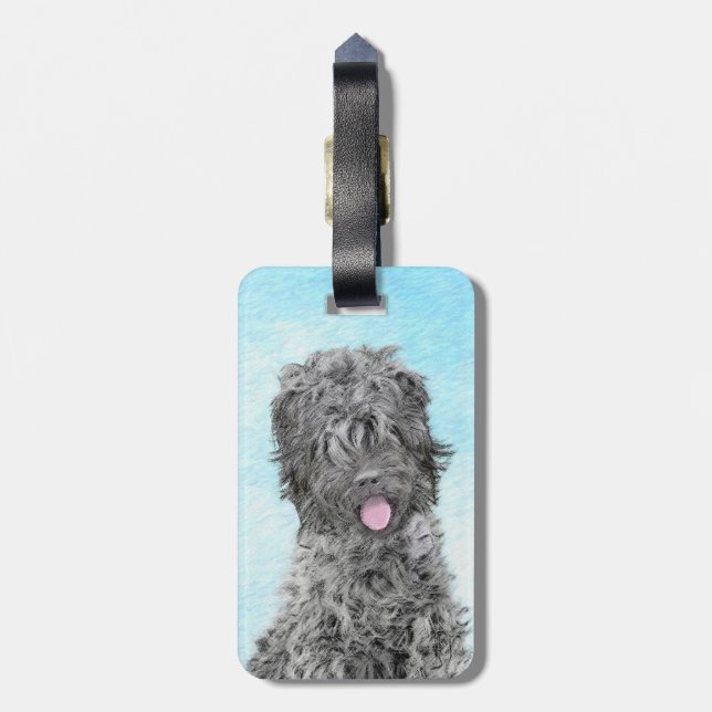 Svart utskrift av ryska terrier - Cute Original Hu Bagagebricka (Baksidan Lodrät)
