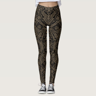 Svart utskrift av stamvudet och tonutskrift leggings