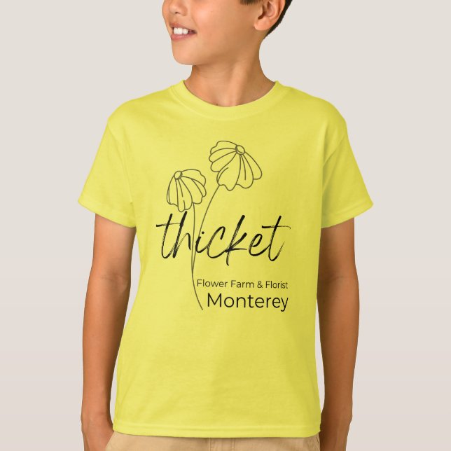 Svart utskrift av Thicket Monterey Florist Kids T Shirt (Framsida)