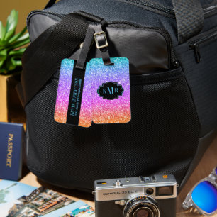 Svart utskrift med färgad Glitter Struktur Bagagebricka