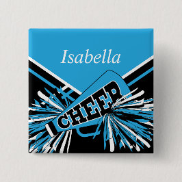 Svart utskrift på Baby blue och svart Knapp