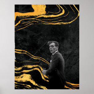 Svart utskuren marmorerad estetisk modern poster
