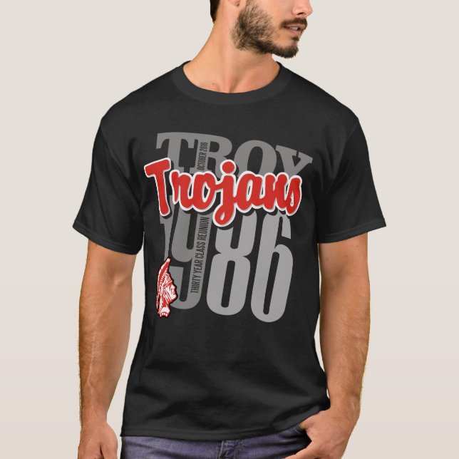 Svart utslagsplats för Troy Trojans Tee Shirt (Framsida)
