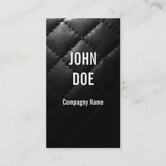 Svart vadderat läder visitkort (Framsida)