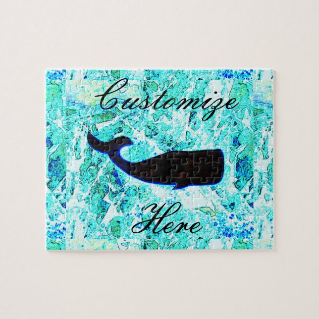 svart val blått Thunder_Cove Pussel (Horisontell)