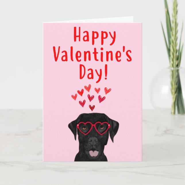 Svart valentin för Labrador Retriever kort för dag (Framsida)
