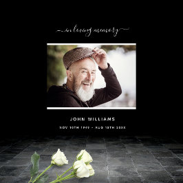 Svart välkomstbild för begravning med foto minnesh poster