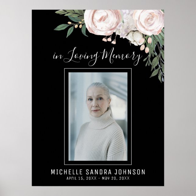 Svart välkomstskylt för begravningsfirande av liv poster (Framsidan)