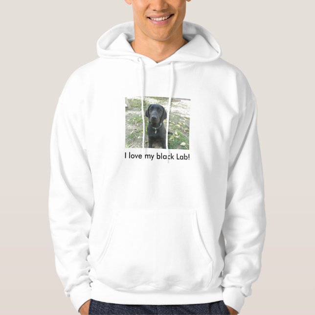 Svart valper för labrador retriever sweatshirt med luva (Framsida)