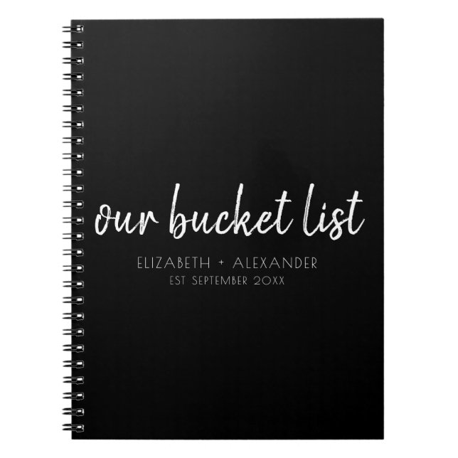 Svart vår Bucket List Par Keepsaké Anteckningsbok (Framsidan)