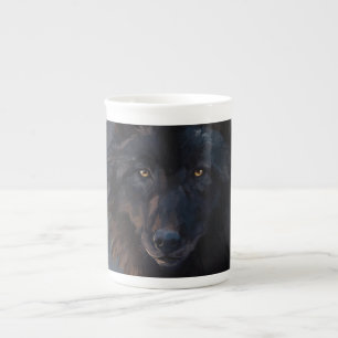 Svart varg benporslin mugg