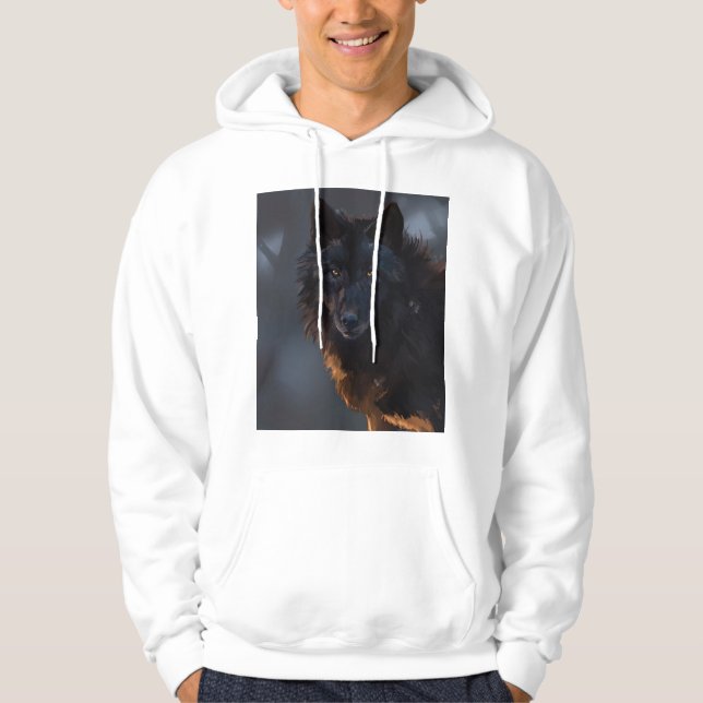 Svart Varg Hoodie (Framsida)