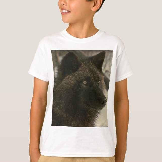 Svart Varg, Hund Tee Shirt (Framsida)