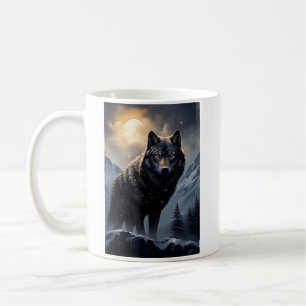 Svart Varg i Snowy Mountains Kaffemugg