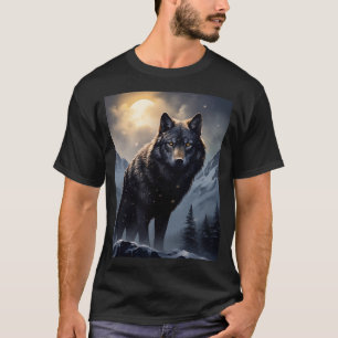 Svart Varg i Snowy Mountains T Shirt