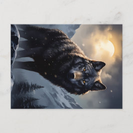 Svart Varg i Snowy Mountains Vykort