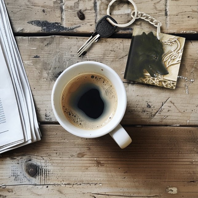 Svart Varg Keltisk Drak Knutmönster Fantasy (Skapare uppladdad)