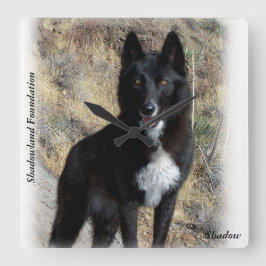 Svart Varg-klocka Fyrkantig Klocka