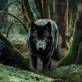 Svart Varg kommer från skogen Pussel