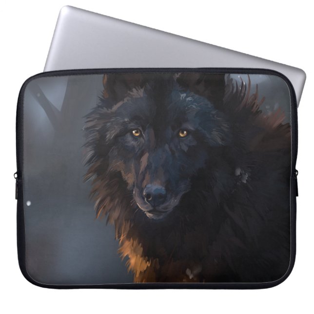 Svart varg laptop fodral (Framsidan)