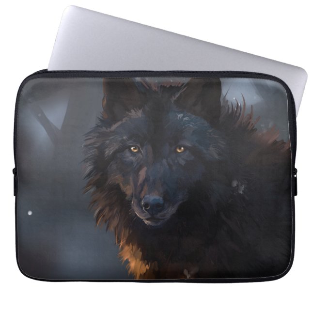 Svart varg laptop fodral (Framsidan)
