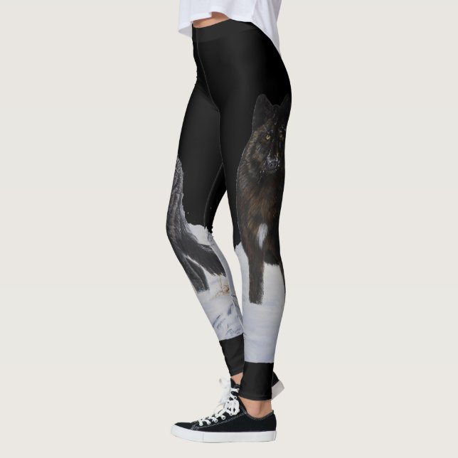 Svart varg leggings (Vänster)
