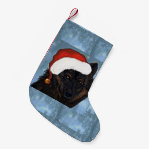 Svart Varg Liten Julstrumpa