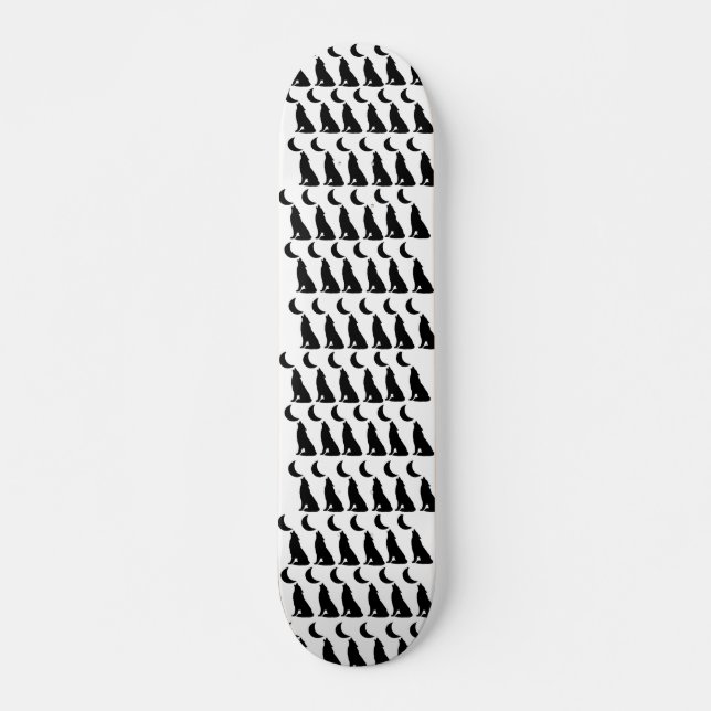 Svart Varg Måne Skateboard Present till Tonårspojk (Framsida)
