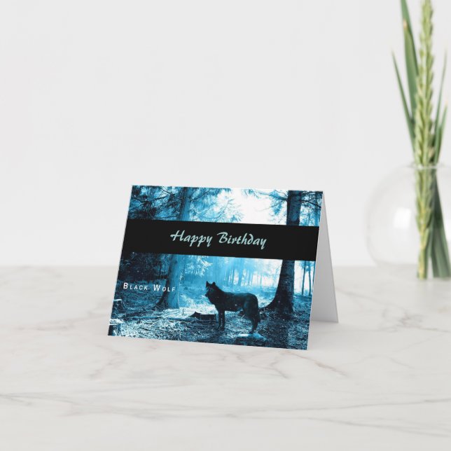 Svart varggrattis på födelsedagen kort (Framsida)