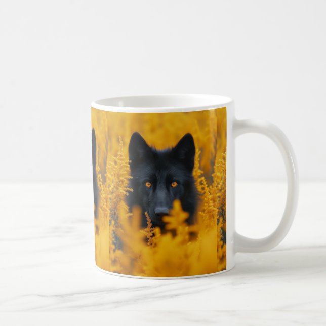Svart varghund tysk herdehund  kaffemugg (Höger)