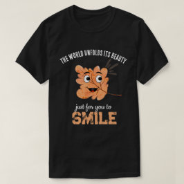 Svart "Världen vecklar ut sin skönhet" Leende blad T Shirt