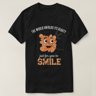 Svart "Världen vecklar ut sin skönhet" Leende blad T Shirt