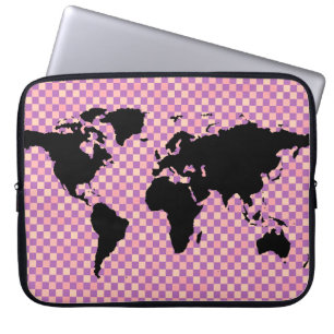 svart världskarta ~ ro-pixlar laptop fodral