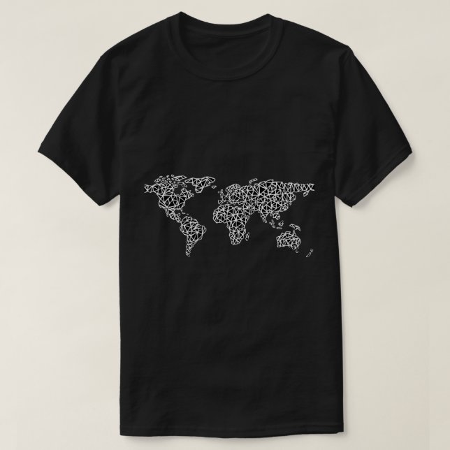 Svart världskarta t shirt (Design framsida)