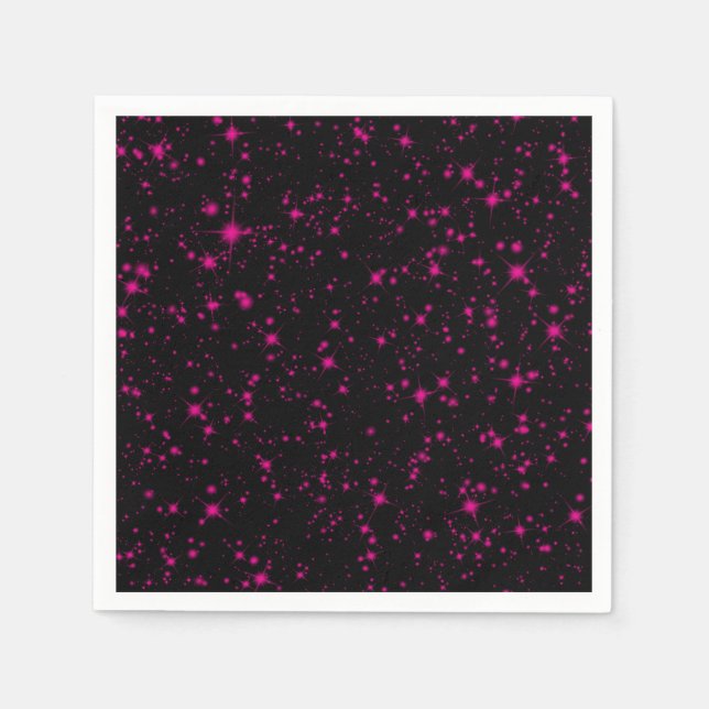 Svart & varmgrön glitter Glittrande stjärnor Pappersservett (Framsidan)