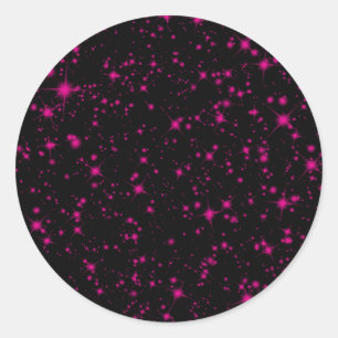 Svart & varmgul glittrande glitterstjärnor runt klistermärke